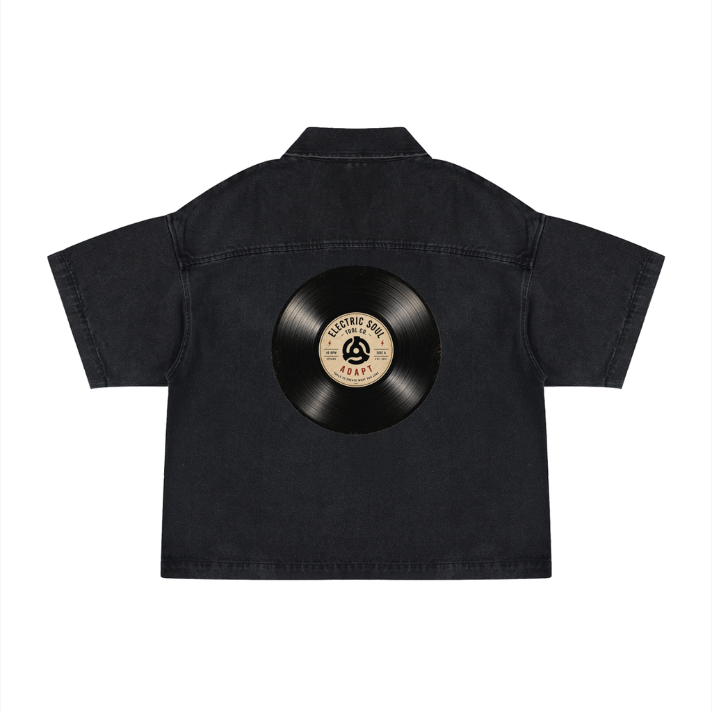 Unisex Vintage Wash Boxy Quarter-Zip Denim Shirt