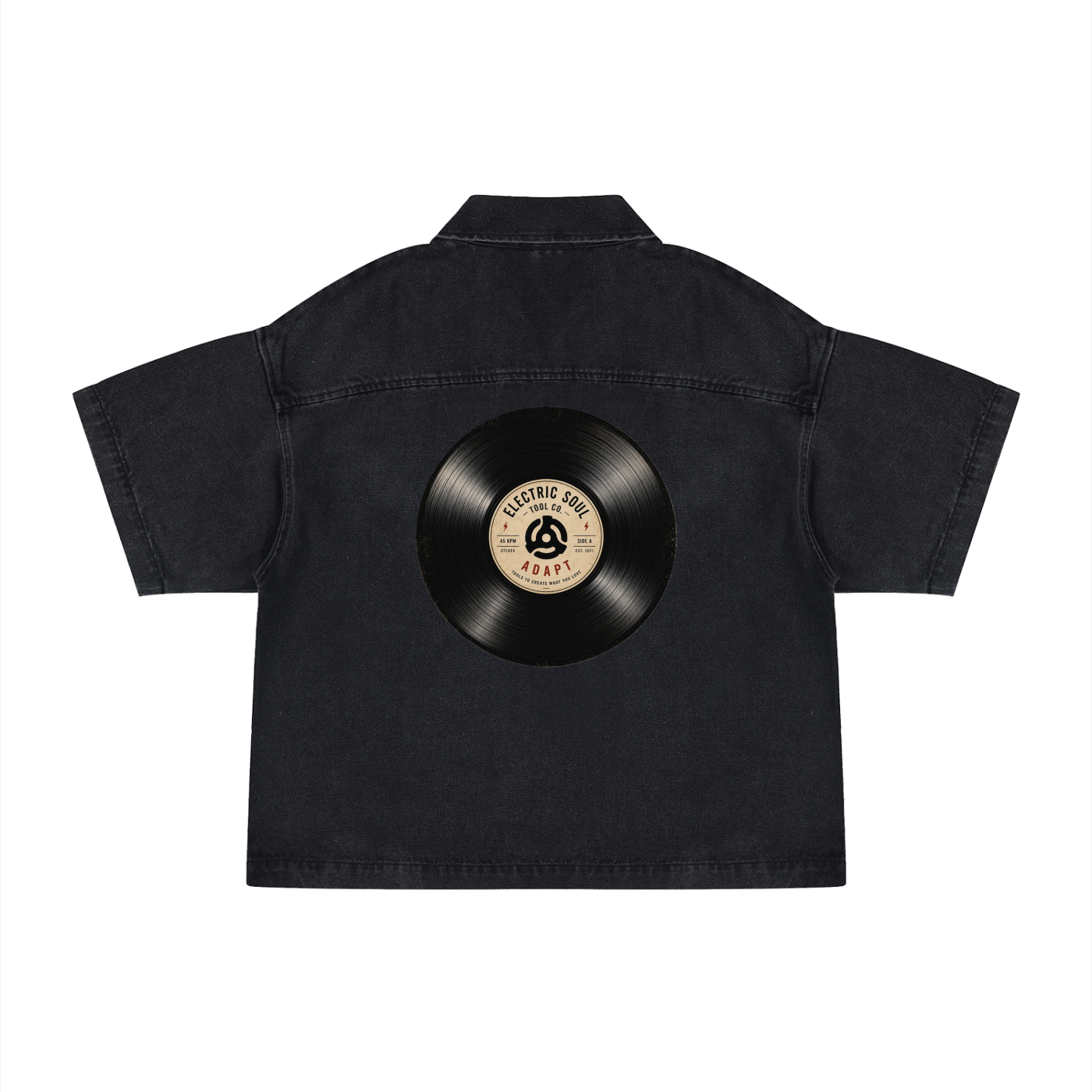 Unisex Vintage Wash Boxy Quarter-Zip Denim Shirt