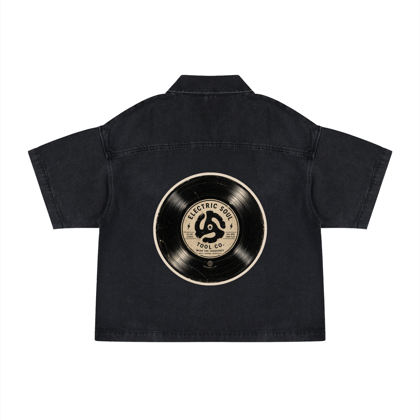 Unisex Vintage Wash Boxy Quarter-Zip Denim Shirt