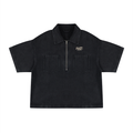 Unisex Vintage Wash Boxy Quarter-Zip Denim Shirt